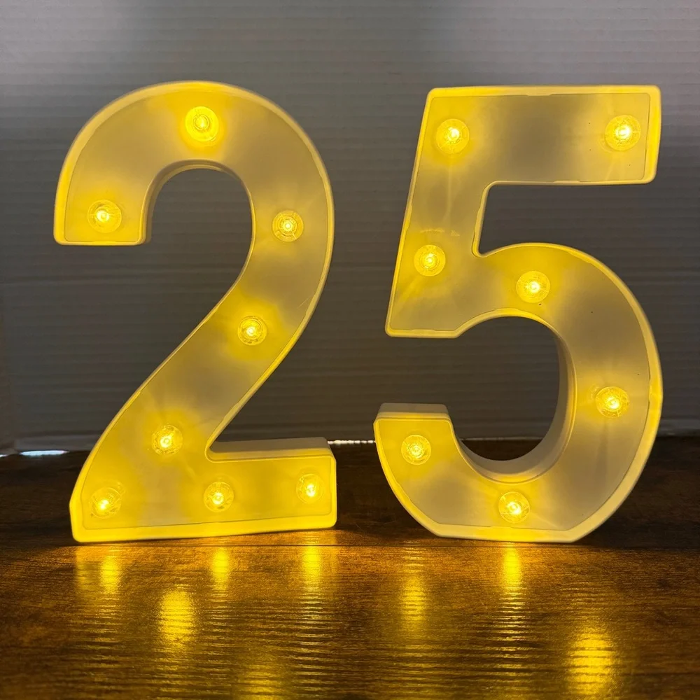 20th Birthday Anniversary Light Up Number Decorations Lights Plastic LED Battery